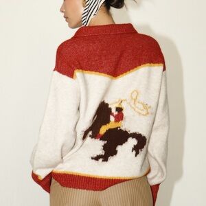 Baileyrose Rodeo Cowboy Cardigan Red Cream S